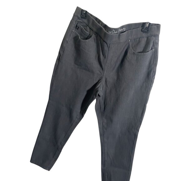 Belle Kim Gravel 12P Petite Grey Pull-On Pants Stretch Waist - Picture 2 of 5